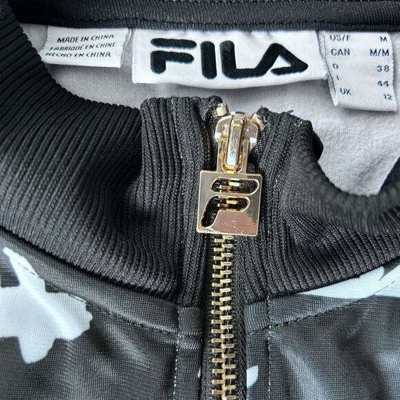 NWOT FILA Take it All-over Logo Bomber Track Jacket Black White Women Size SMALL - Picture 4 of 4